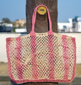 Sac fourre-tout en jute au crochet pour femme, style bohème, pour l'été et la plage, à ouverture supérieure, porté épaule, grande capacité, usage quotidien - Product Image 2