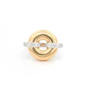<b>Dome</b> Pinky Finger <b>Rings</b> 14.5mm Chunky Puffy Donut Cocktail Jewelry Round Lab Grown Diamond Pave Set 14k 18k Solid Gold Wholesale - Product Image 5