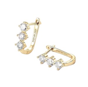 Pendientes de aro de moissanita para mujer, corte redondo, diamantes creados en laboratorio, pendientes tipo Heggie, oro macizo de 10K y 14K, pendientes de aro finos con diamantes. - Product Image 2