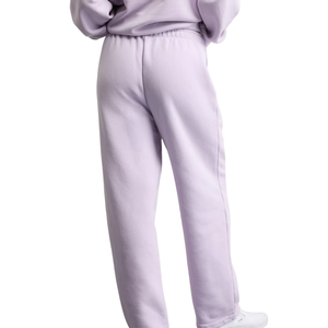Women Light Lavender Wide Leg Fleece Sweatpants Elastic Waist Loose Fit Casual Soft <b>Winter</b> Lounge <b>Trousers</b> - Product Image 2