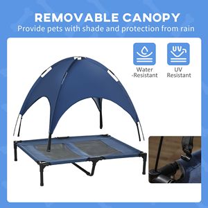 Lettino Portatile per Cani Blu Scuro da 36 Pollici con Tettuccio Parasole Anti-UV, Letto Rialzato per Animali Domestici, Arredo Elegante per Cuccioli - Product Image 6