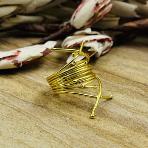 Hot Selling Gold Plated <b>Ring</b> Boho Brass Wire Band <b>Ring</b> For Women 18k Geometric Wrap Fine <b>Statement</b> Jewelry For Wholesale/OEM/ODM - Product Image 5