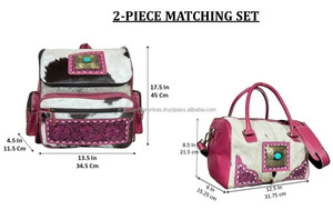 Ensemble de bagages assorti, sac de voyage et sac à dos en cuir de vachette artisanal, logo OEM, fabrication sur mesure, taille moyenne, style Speedy - Product Image 2