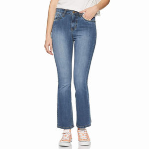 Pantalones Vaqueros Acampanados de Mezclilla para Hombre, Estilo Urbano, Transpirables, 100% Algodón, Unisex, Oversize, Ajuste Holgado, Lavados, Color Liso, Verano Invierno, Venta al por Mayor - Product Image 1
