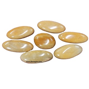 หินคริสตัลธรรมชาติทำมือขายส่ง หินอะเวนทูรีนสีเหลือง หินอาเกตทรงปาล์ม เป็นมิตรกับสิ่งแวดล้อม สไตล์จิลานิอาเกต ของขวัญแทนใจ - Product Image 1