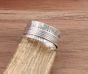 Anillo Giratorio de Cinco Capas con Bisel de Turquesa en Plata de Ley 925, Anillo Antiestrés para Mujeres y Hombres, Estilo Boho - Product Image 3