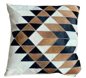 Luxury Square Cowhide <b>Leather</b> Pillow <b>Cover</b> Light Brown Patchwork Design Anti-Dust Mite Anti-Bacteria Export Quality for Hotel - Product Image 5