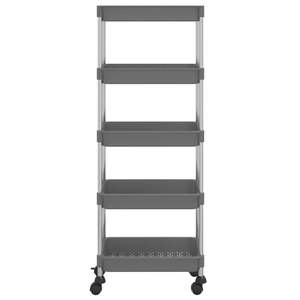Chariot de cuisine gris à 5 niveaux 16,5"x11,4"x50,4" en fer et ABS, étagère de rangement - Product Image 3