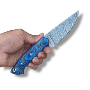 Cuchillo de Caza Nórdico de Acero de Damasco con Funda, Hoja Entera, Cuchillo de Camping con Mango de Madera Pakka, Grado Industrial, OEM Personalizado - Product Image 3