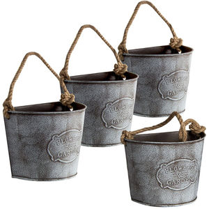 Jardinière suspendue en métal galvanisé de qualité supérieure, design à 2 niveaux, décoration murale intérieure/extérieure avec chaîne métallique, prix le plus bas - Product Image 2