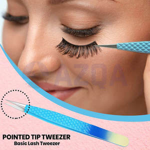 Ensemble de pinces à épiler professionnelles en acier inoxydable multicolores à pointe lisse pour extensions de cils, outils de coiffage des cils à pointe droite et courbée pour volume - Product Image 5