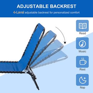 Lettino Pieghevole Moderno a 4 Posizioni, Reclinabile Portatile con Rete Traspirante, Regolabile per Esterni e Patio, Blu Scuro - Product Image 4