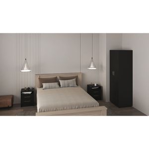 Set Camera da Letto London 3 Pezzi Include Armadio London e 2 Comodini Leyva in Nero - Product Image 1