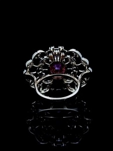 9K White Gold Lab Grown Diamond Round Brilliant Cut Floral <b>Statement</b> <b>Ring</b> Under 2 Carat Rhodium Plated Luxury - Product Image 4