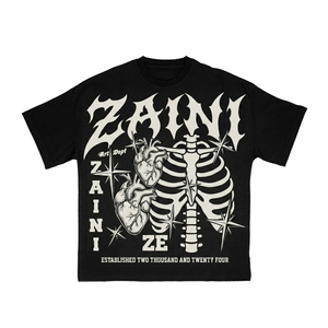 Camiseta Gráfica Negra para Hombre, Premium, 220 GSM, 100% Algodón Peinado, Suave y Transpirable, con Logotipo Personalizado Impreso en DTG, OEM ODM - Product Image 6