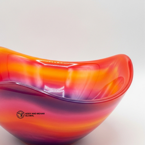 Bol décoratif multicolore en forme de vague, dégradé moderne orange, rose, violet, plat de service élégant, centre de table, décoration de table - Product Image 2