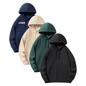 Sweat à capuche chaud pour homme en molleton mélangé de coton doublé sherpa, avec poche kangourou et poignets côtelés, style streetwear décontracté pour l'hiver - Product Image 1