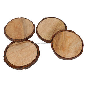 Posavasos redondos de corteza de árbol de mango natural Esteras y almohadillas de madera Producto natural Premium - Product Image 2