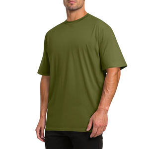 T-shirts surdimensionnés pour hommes en coton 100% tricoté avec logo, impression DTG, lavage à l'acide, style streetwear, col rond vintage personnalisé - Product Image 1