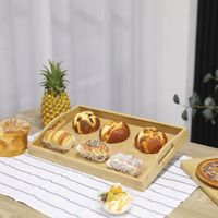 Plateau en bambou durable avec poignée, plateau de service alimentaire jetable pour la restauration, les fêtes et les événements en plein air