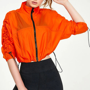 Sporty <b>Womens</b> Autumn/Winter Cropped Printed Breathable Quick Dry <b>Lightweight</b> Waterproof Windbreaker Reversible Bomber <b>Jacket</b> - Product Image 3