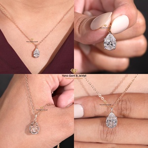 จี้เพชรทรงลูกแพร์หรูหรา ประดับด้วยเพชร CVD แล็บโกรว์ 2.00 กะรัต สี E ความสะอาด VVS2 ตัวเรือนทองคำแท้ 14K รับรองโดย IGI สำหรับเธอ - Product Image 5