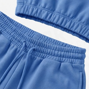Conjunto Deportivo de 2 Piezas Azul para Mujer, Top Corto sin Mangas con Cuello en V y Pantalones Cortos por Encima de la Rodilla, Tejido Sólido Transpirable - Product Image 5