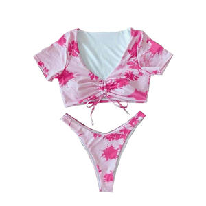 Conjunto de Bikini Sunkissed Goddess Coral Crush con Volantes y Tirantes Ajustables para Diversión en la Playa en Verano - Product Image 6