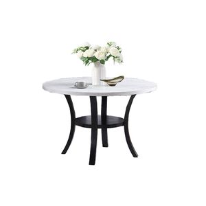 Moderno elegante bianco superiore nero gambe curve tavolo da pranzo con fondo aperto ripiano 1pc per sala da pranzo - Product Image 2