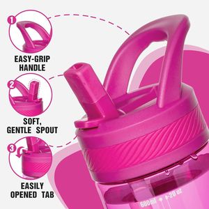 Borraccia in Tritan Senza BPA con Cannuccia, Design Anti-Perdita per Viaggi, Casa o Scuola, Articolo Promozionale (Fucsia) - Product Image 2