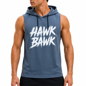 Camiseta sin mangas con capucha para hombre, diseño de tela premium, secado rápido, poliéster tejido, estilo deportivo, sin mangas, ideal para el gimnasio, ajuste cómodo para hombre - Product Image 1