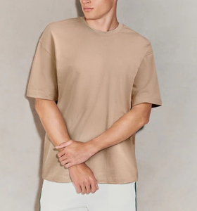 T-shirt vierge OEM personnalisé de luxe pour hommes, 100 % coton épais 260 GSM, col rond, coupe oversize et carrée, idéal pour l'été – Vente en gros - Product Image 6