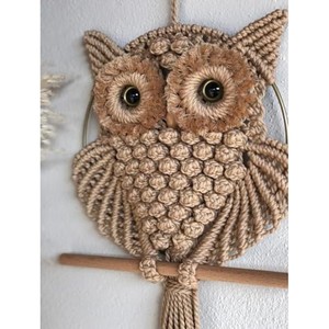Décoration murale en macramé en jute artisanale avec accents en céramique - Vente en gros - Product Image 1