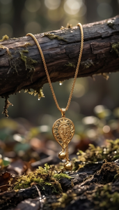 DIVYORO Women's Gold Plated <b>Copper</b> Alloy Carved Tear Drop Pendant <b>Chain</b> - Product Image 4