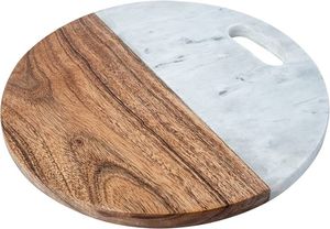 ENTERTAINIING KITCHEN TRAY Stainless Steel Besafe Decorative Marble and Acacia Wood Cutting Board Marble with Handle - Product Image 5