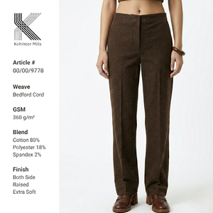 Pantalones de Corduroy Bedford para Mujer, Mezcla de Algodón, 360GSM, Pantalones Elásticos de Invierno, Fabricante OEM ODM - Product Image 2