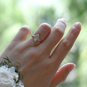 Magnífico Anillo Solitario de Diamante Corte Marquesa de 1.00CT, Cultivado en Laboratorio, Oro Sólido de 14k, Regalo para Novias, Bodas y Fiestas - Product Image 6