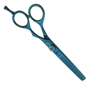 Ciseaux texturisants pour barbier, outils professionnels de salon, acier inoxydable bleu avec vis de réglage en cristal - Product Image 3
