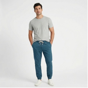 กางเกงจ็อกเกอร์ทรงตรงขากว้างสไตล์วินเทจสำหรับผู้ชาย ผ้าขนสัตว์เนื้อบางเบา ระบายอากาศได้ดี เอวยางยืด เหมาะสำหรับใส่ทำงานในฤดูใบไม้ร่วง - Product Image 1