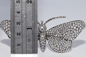 Broche de Mariposa Vintage Chapado en Oro de 14k con Diamantes de Moissanita y Plata 925, Certificado GRA, 17.30CT, Regalo Único para Mujer - Product Image 3