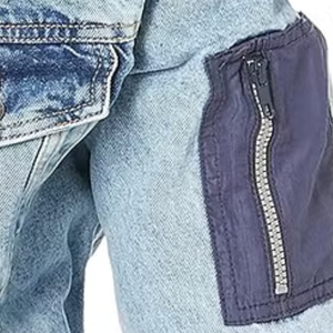 Men's 100% Cotton <b>Light</b> Wash Denim Jacket Casual Regular Fit Button Front Long Sleeve Utility Pocket Autumn Fashion Blue - Product Image 3