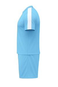 Men Light Blue Crew Neck Short Sleeve Soccer Jersey Set Moisture Wicking Polyester Athletic Wear Summer Regular Fit - Product Image 4