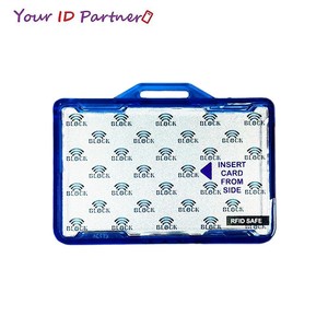 Porte-cartes nominatives à blocage RFID bleu en plastique - Product Image 4