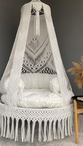 Fauteuil suspendu en macramé en coton blanc, chaise suspendue, Hängesessel, chaise balançoire, chaise balançoire en macramé, chaise suspendue - Product Image 2