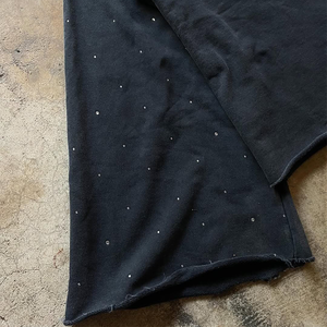 Personalizado Boxy Fit manga acampanada cuello redondo algodón francés Terry lavado ácido camisetas de gran tamaño hombres diamantes de imitación Camiseta de manga larga Camiseta - Product Image 5