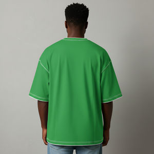 T-shirts décontractés pour hommes 100 % coton, coupe ample, avec logo imprimé 3D en relief personnalisé, couleur unie, respirants, vente en gros - Product Image 2