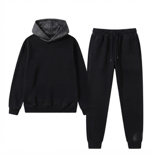 <b>Men</b> <b>Pullover</b> Hoodie Tracksuit Long Sleeve 100% Cotton Fleece Regular Fit Street Wear Drawstring Sweat Pants Tracksuit <b>Men's</b> - Product Image 1