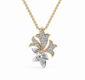 Elegante colgante de racimo de hojas con diamantes cultivados en laboratorio, joyería de oro para mujer, regalo. - Product Image 2