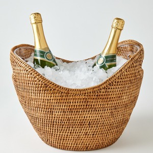 Cesta enfriadora de cerveza y vino de ratán con asas recortadas, elegante cubeta enfriadora de bebidas - Product Image 2