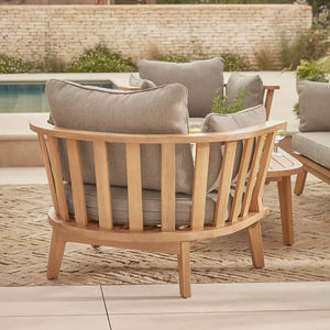 Ensemble de salon de jardin en teck moderne, mobilier de conversation pour terrasse extérieure, avec sièges rembourrés et table, pour villa, hôtel, usage extérieur - Product Image 2